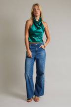 COWL NECK SATIN TOP WITH STRAP