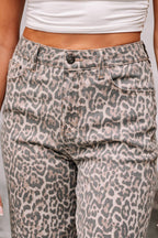 66 Western Leopard Love Edge Wide Leg High Waist Jeans