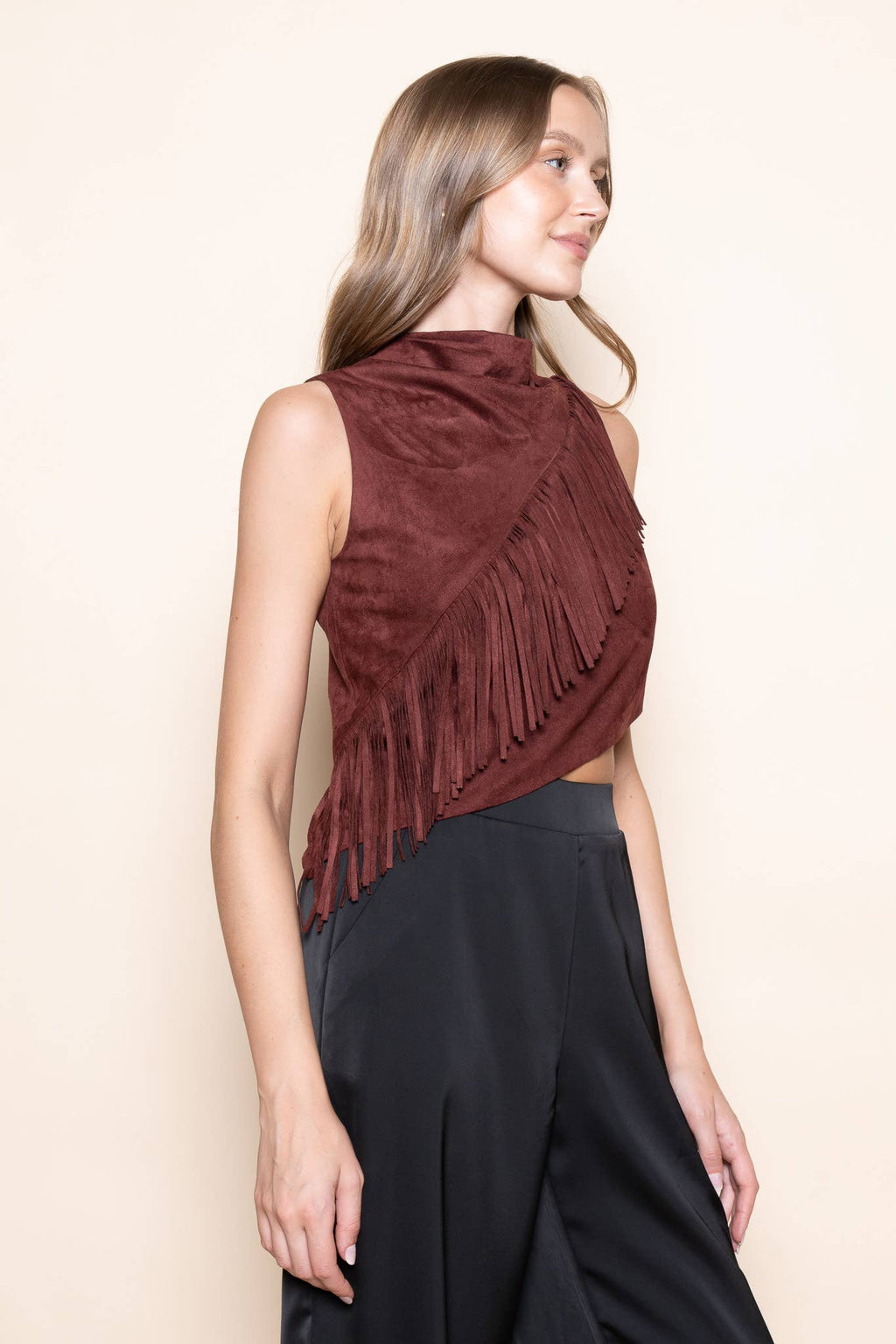 DIAGONAL FRINGE TANK TOP