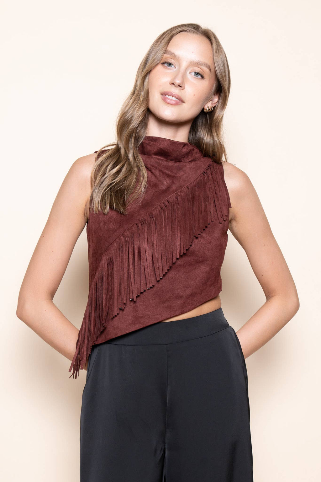 DIAGONAL FRINGE TANK TOP