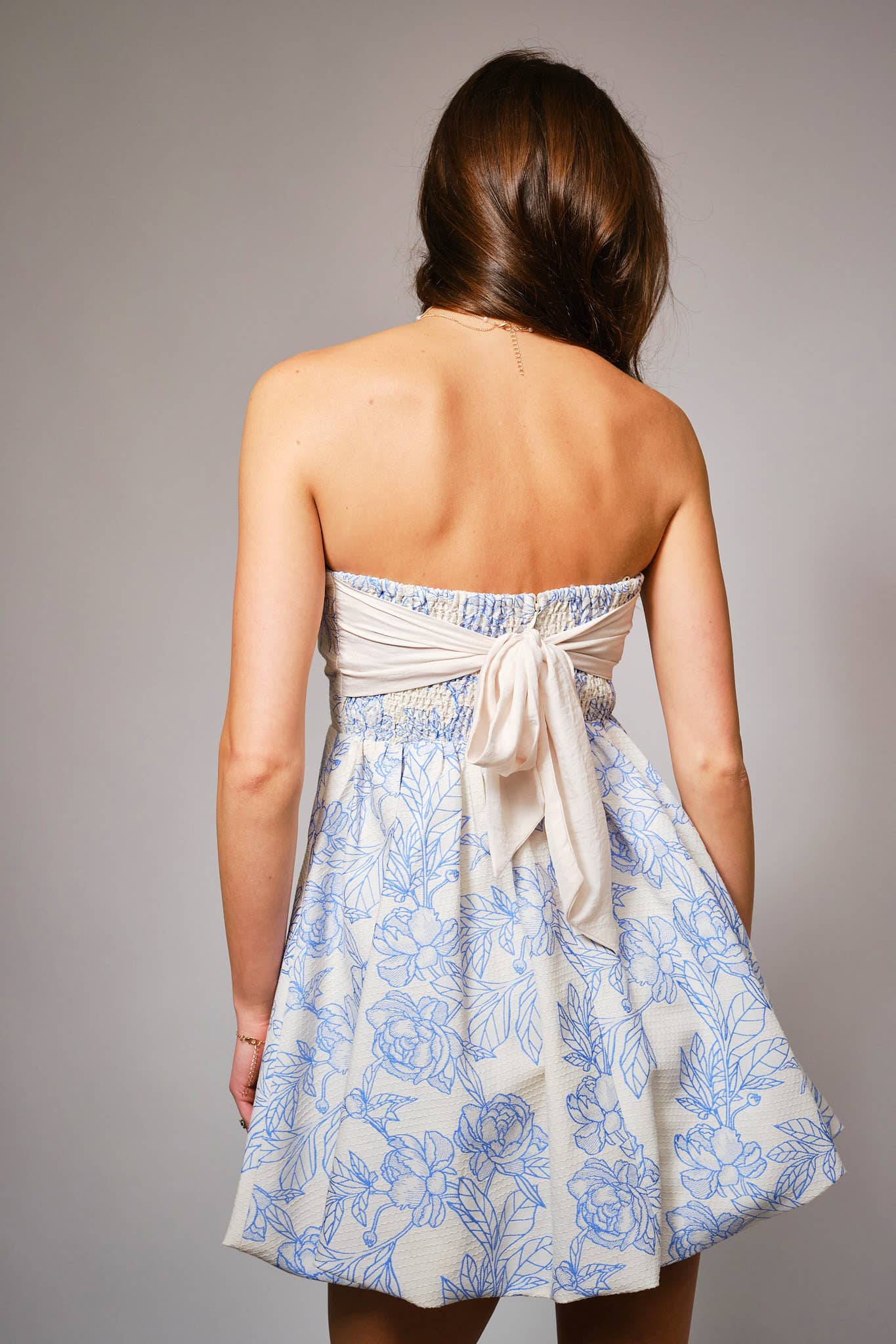 Textured Jacquard Floral Tube Minidress